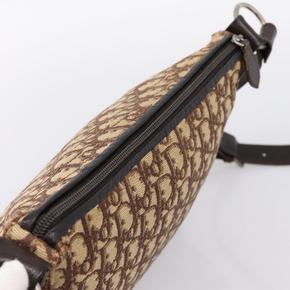 Christian Dior Trotter Canvas Shoulder Bag Beige Auth ka5911A
