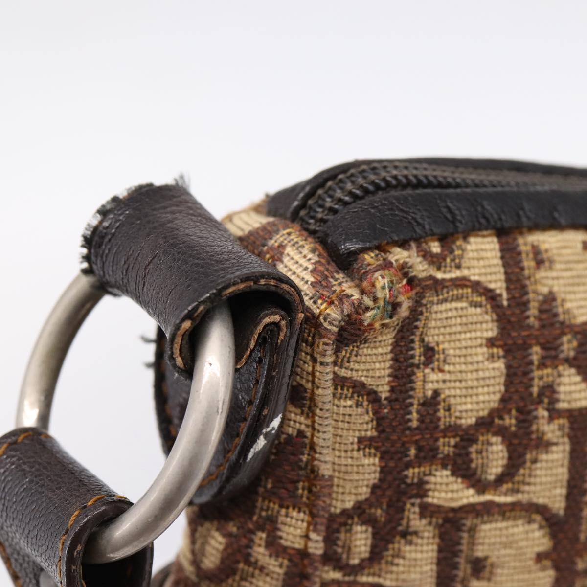 Christian Dior Trotter Canvas Shoulder Bag Beige Auth ka5911A