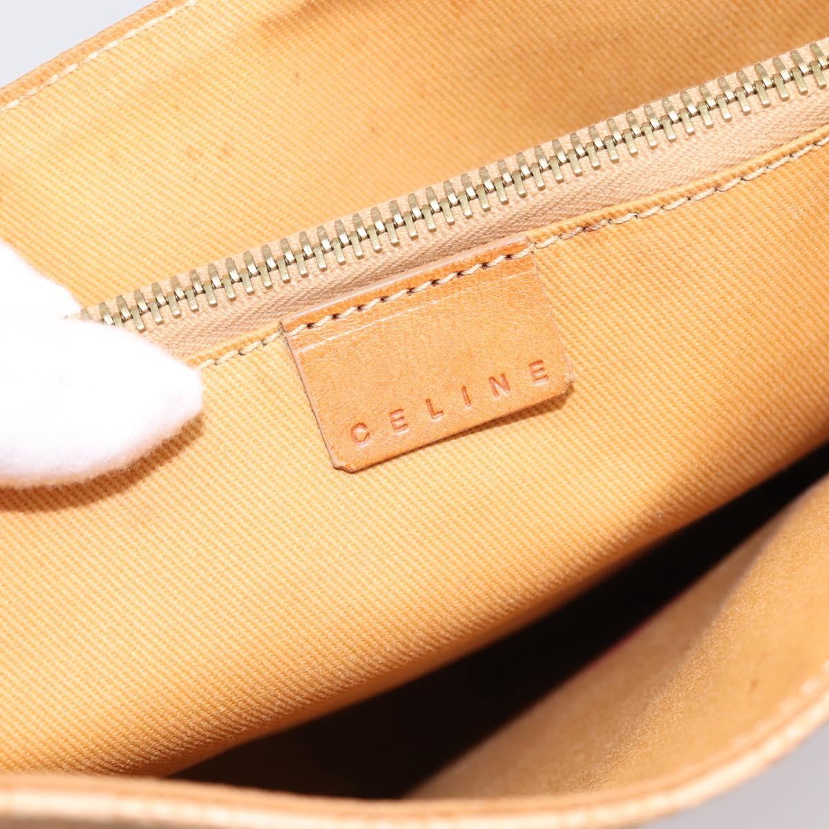 CELINE Macadam Canvas Tote Bag PVC Leather Beige Gold Auth ka5912