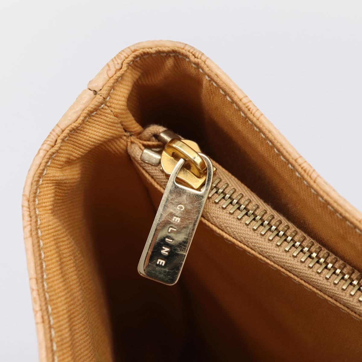 CELINE Macadam Canvas Tote Bag PVC Leather Beige Gold Auth ka5912