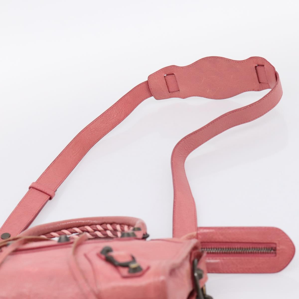 BALENCIAGA Classic Mini City Hand Bag Leather 2way Pink 300295 Auth ka5914V