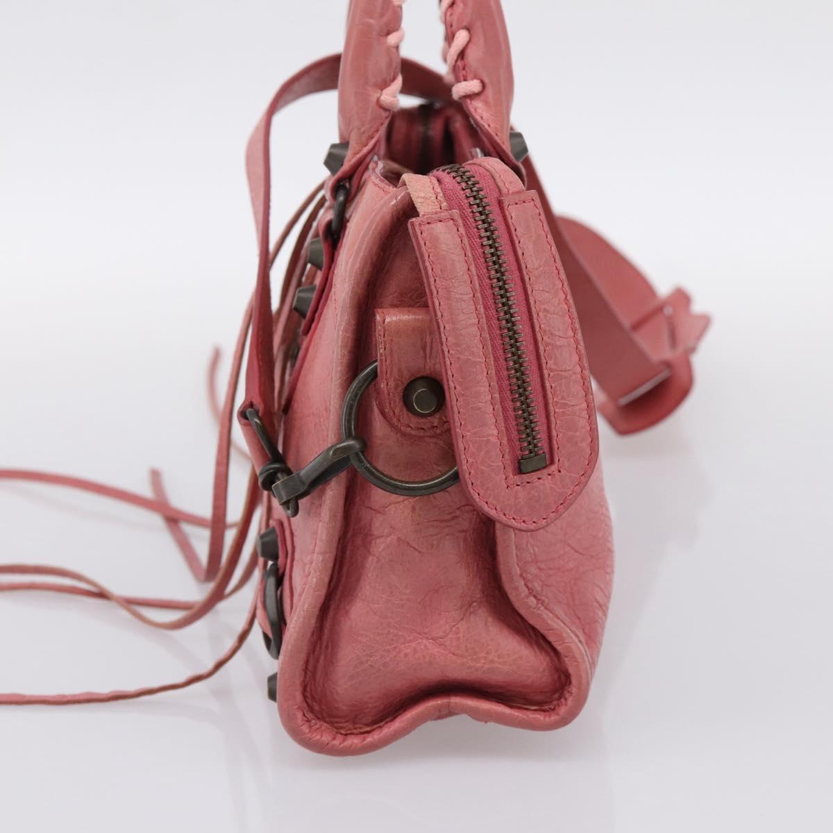 BALENCIAGA Classic Mini City Hand Bag Leather 2way Pink 300295 Auth ka5914V