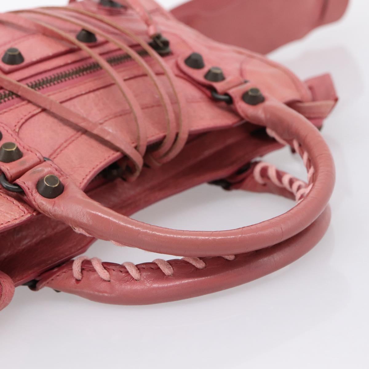 BALENCIAGA Classic Mini City Hand Bag Leather 2way Pink 300295 Auth ka5914V