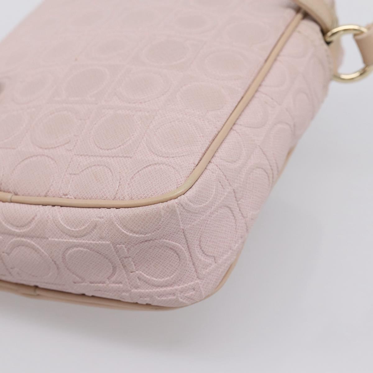 Salvatore Ferragamo Gancini Shoulder Bag Leather Pink Gold Auth ka5915A
