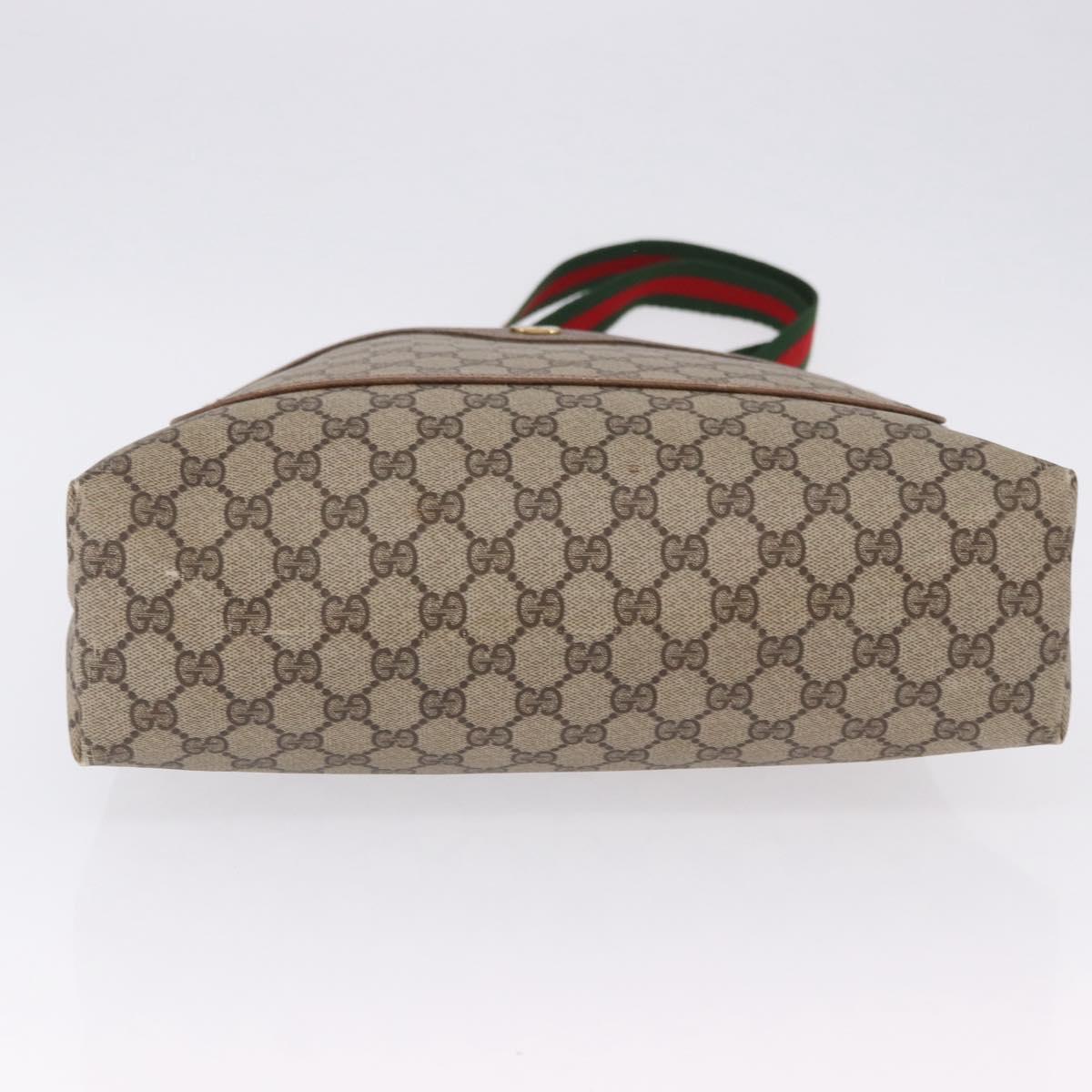 GUCCI GG Supreme Web Sherry Line Tote Bag PVC Beige Gold 39 02 003 Auth ka5917