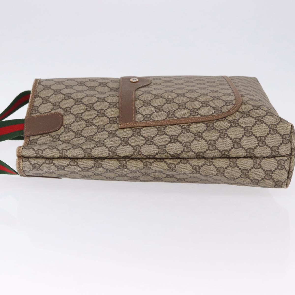 GUCCI GG Supreme Web Sherry Line Tote Bag PVC Beige Gold 39 02 003 Auth ka5917