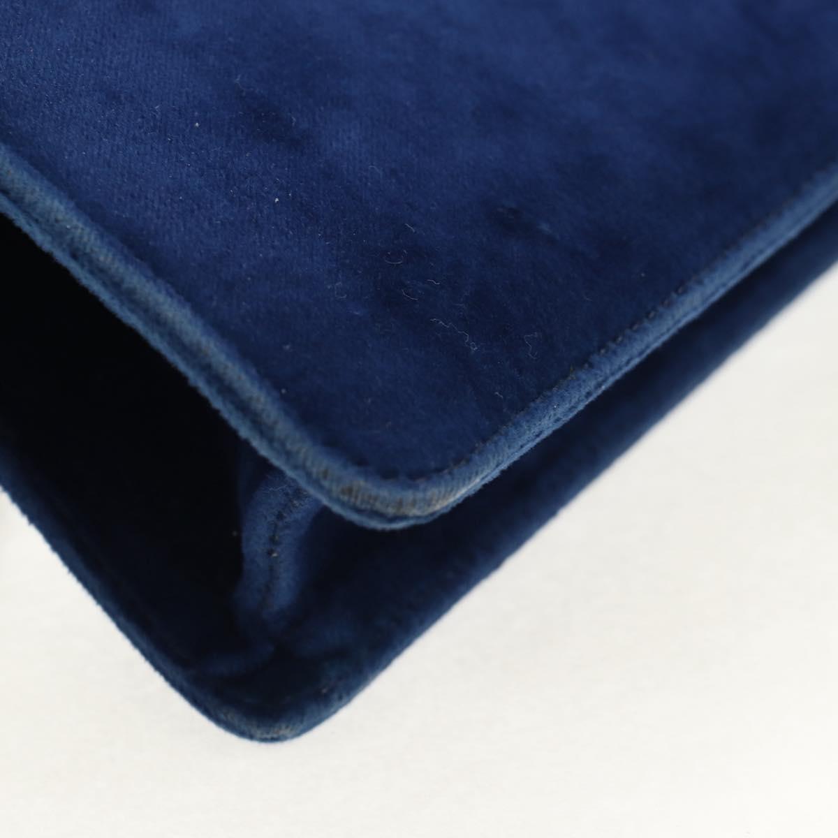 GUCCI Shoulder Bag Velor Blue Gold 544242 Auth ka591V