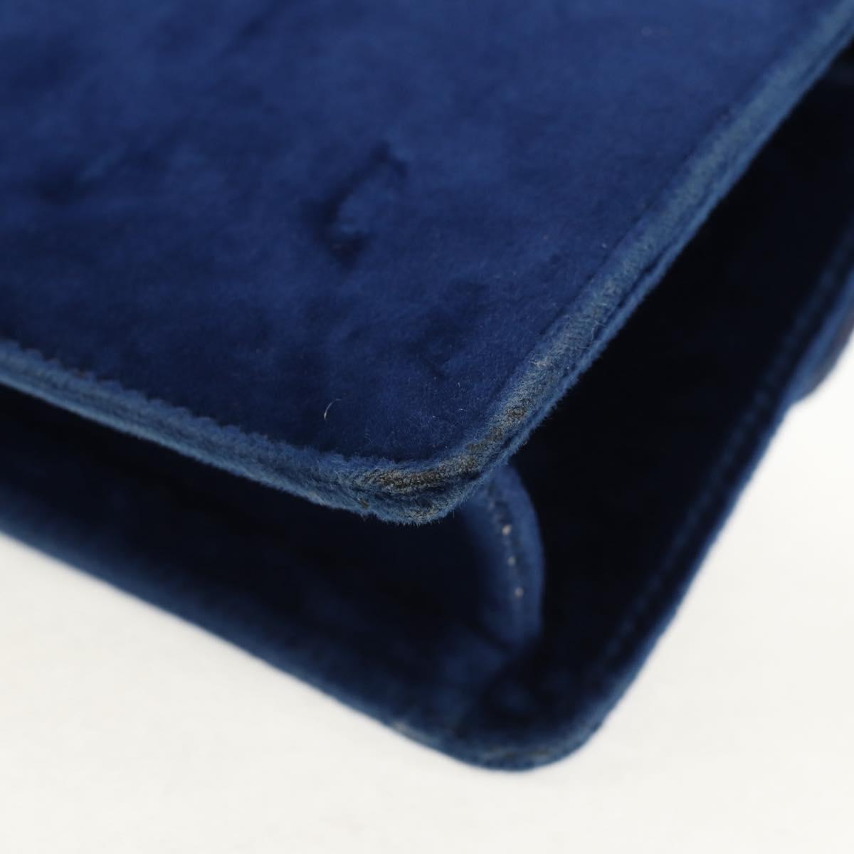 GUCCI Shoulder Bag Velor Blue Gold 544242 Auth ka591V