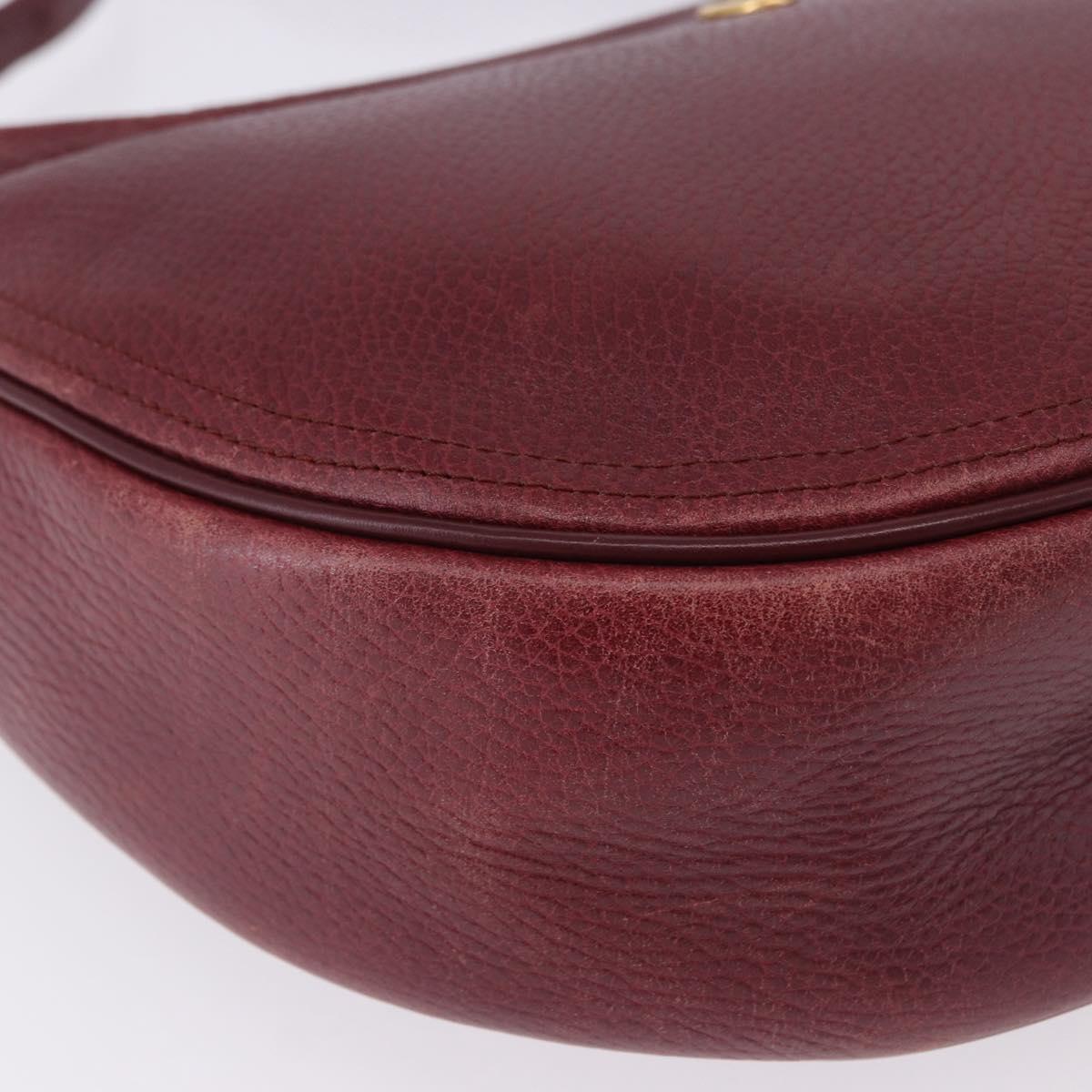 CARTIER Must Line Shoulder Bag Leather Bordeaux Gold Auth ka5921