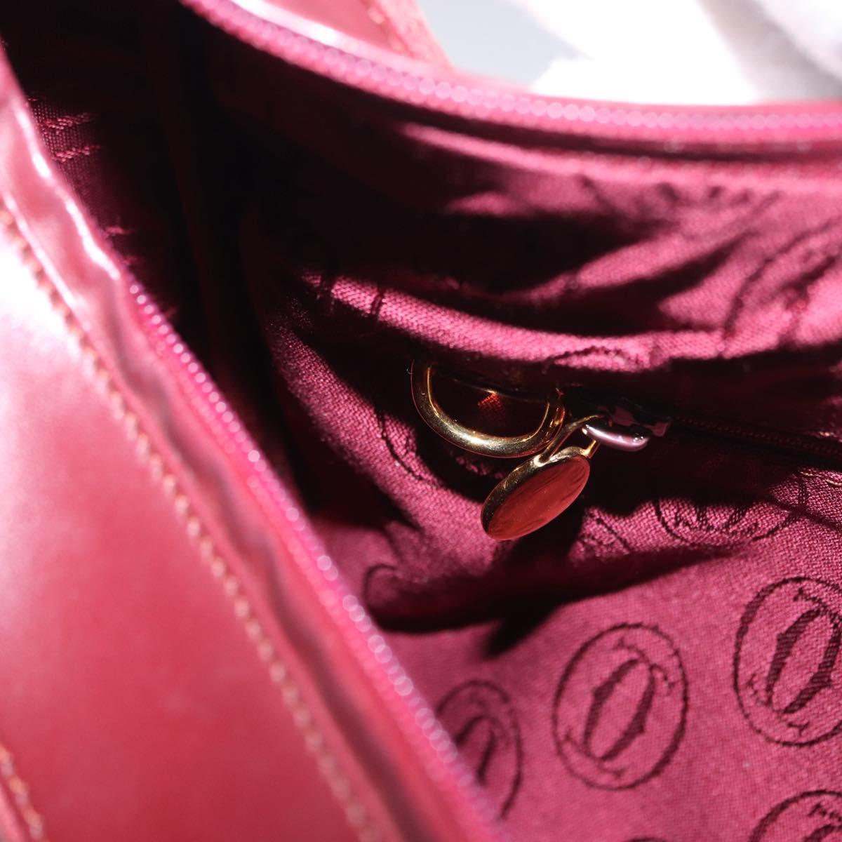 CARTIER Must Line Shoulder Bag Leather Bordeaux Gold Auth ka5921
