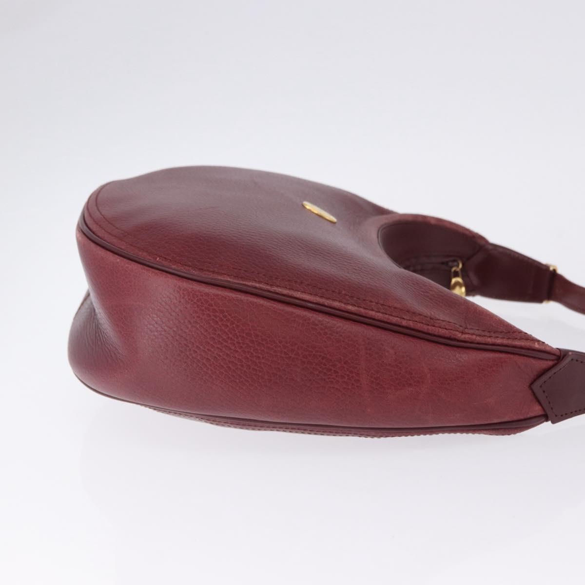 CARTIER Must Line Shoulder Bag Leather Bordeaux Gold Auth ka5921