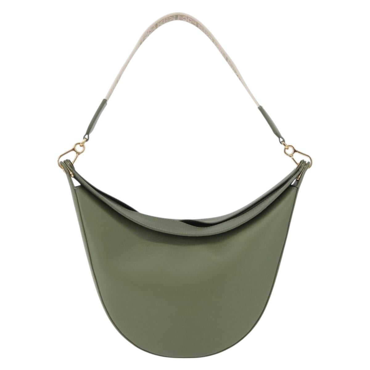 LOEWE Luna Small Shoulder Bag Leather Green Gold Auth ka5922M