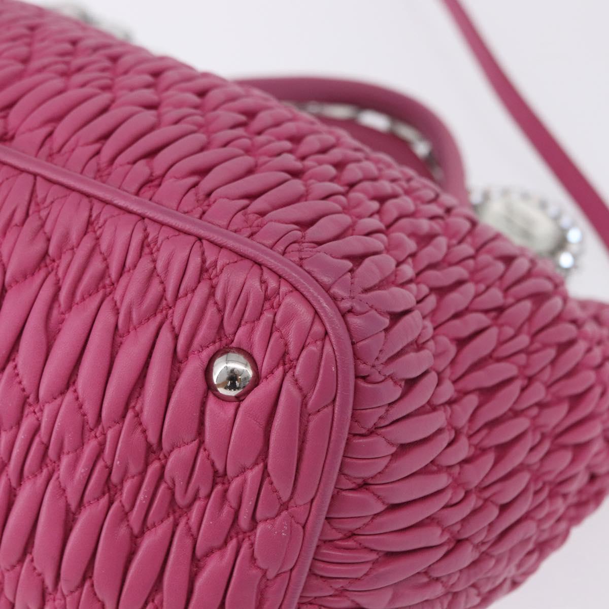 Miu Miu Matelasse Hand Bag Leather 2way Pink Gold Auth ka5923A
