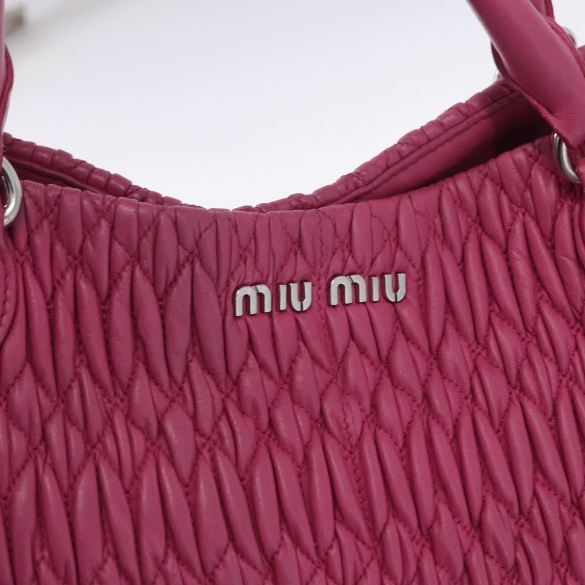 Miu Miu Matelasse Hand Bag Leather 2way Pink Gold Auth ka5923A