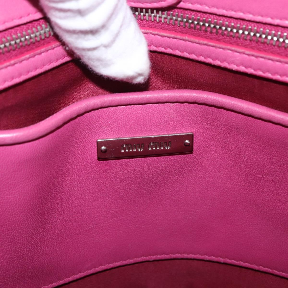Miu Miu Matelasse Hand Bag Leather 2way Pink Gold Auth ka5923A