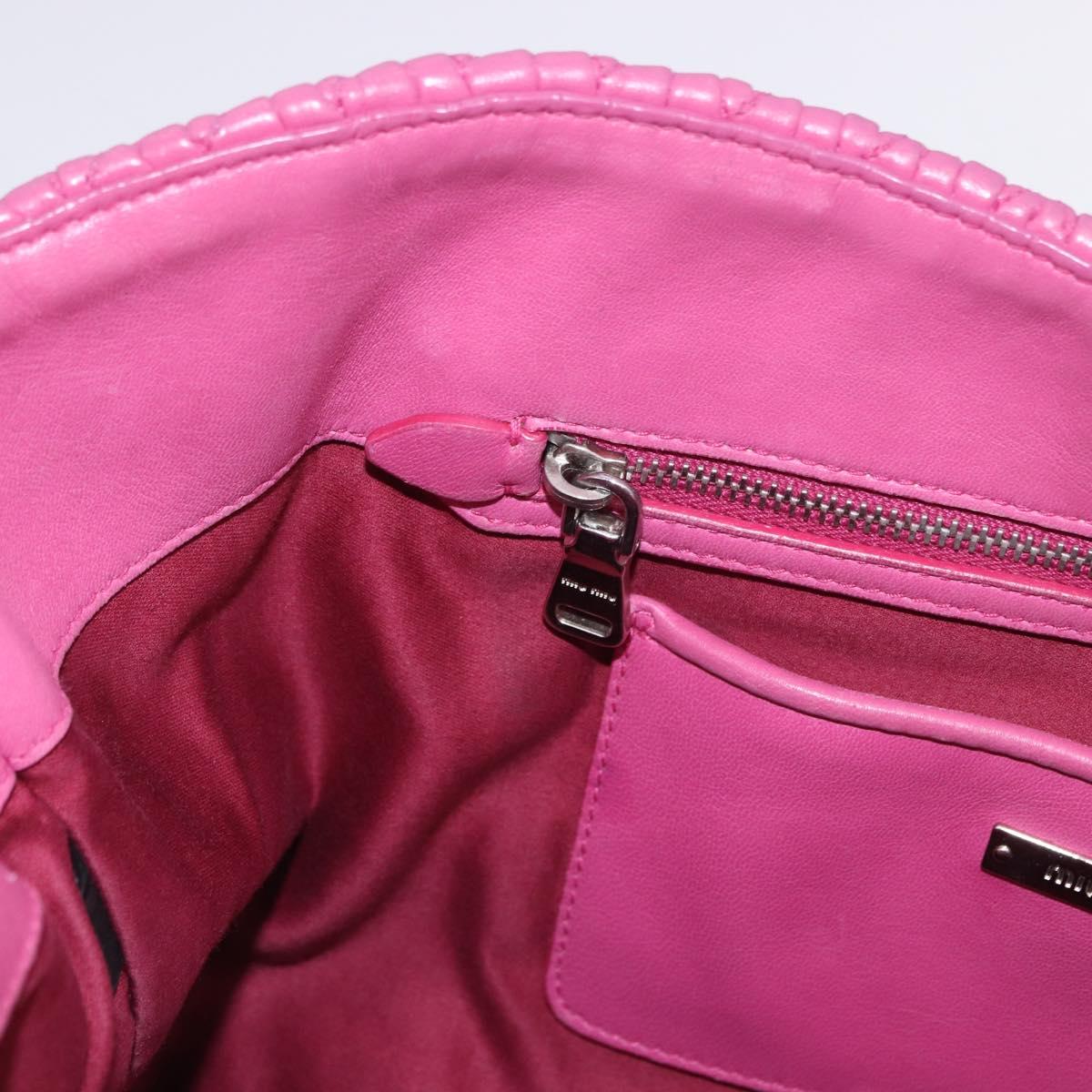 Miu Miu Matelasse Hand Bag Leather 2way Pink Gold Auth ka5923A