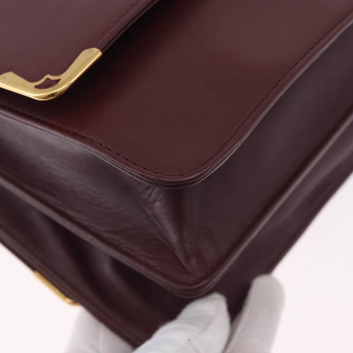 CARTIER Must Line Shoulder Bag Leather Bordeaux Gold Auth ka5924