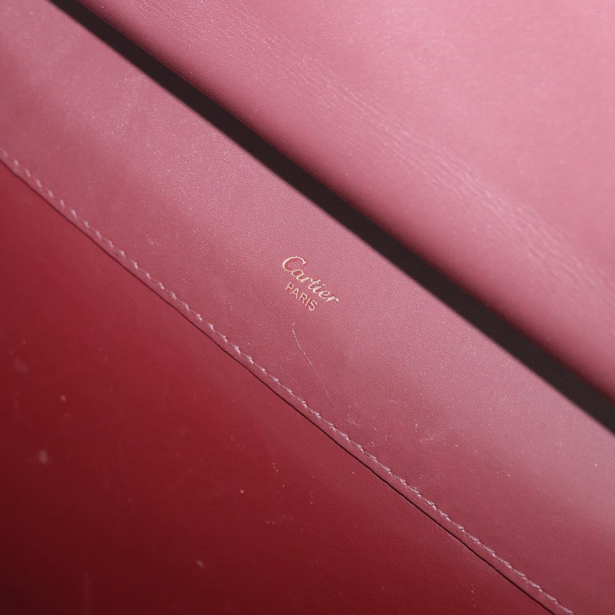 CARTIER Must Line Shoulder Bag Leather Bordeaux Gold Auth ka5924