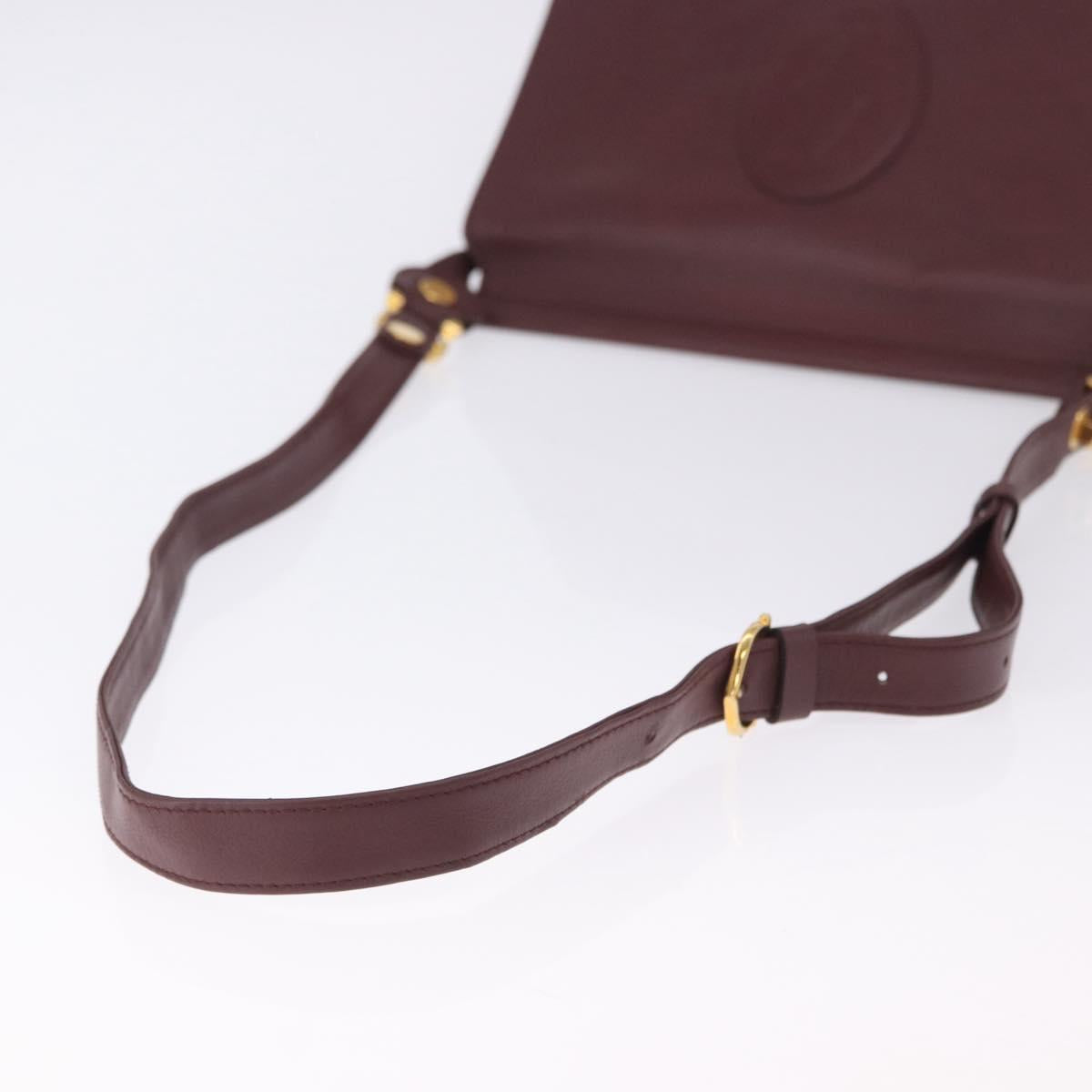 CARTIER Must Line Shoulder Bag Leather Bordeaux Gold Auth ka5924