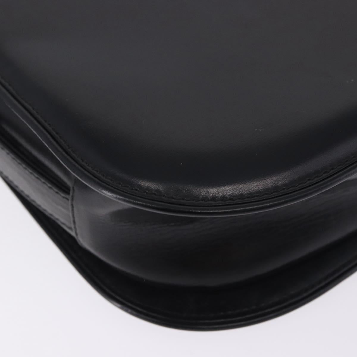 GUCCI Shoulder Bag Leather Black Gold Auth ka5927A