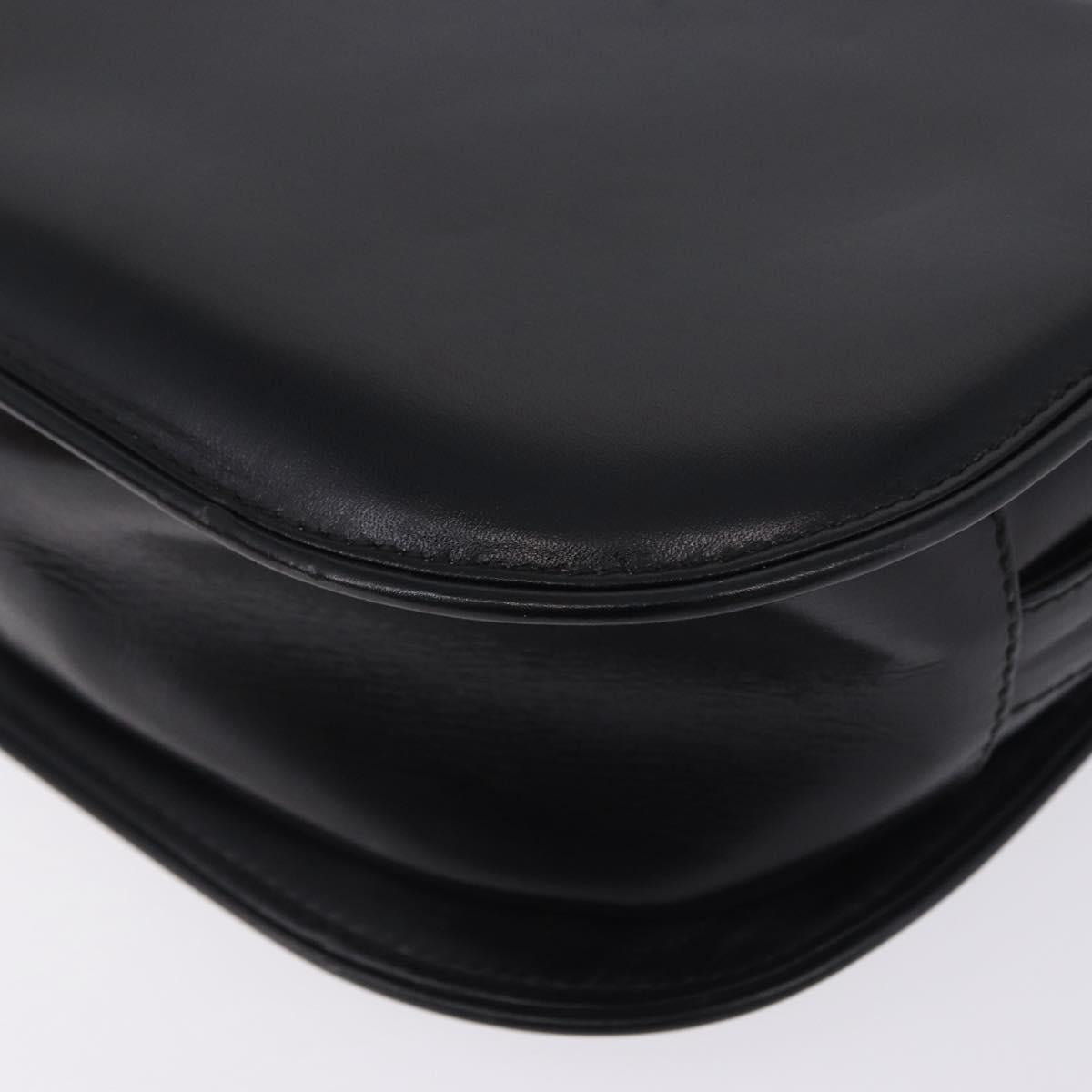 GUCCI Shoulder Bag Leather Black Gold Auth ka5927A