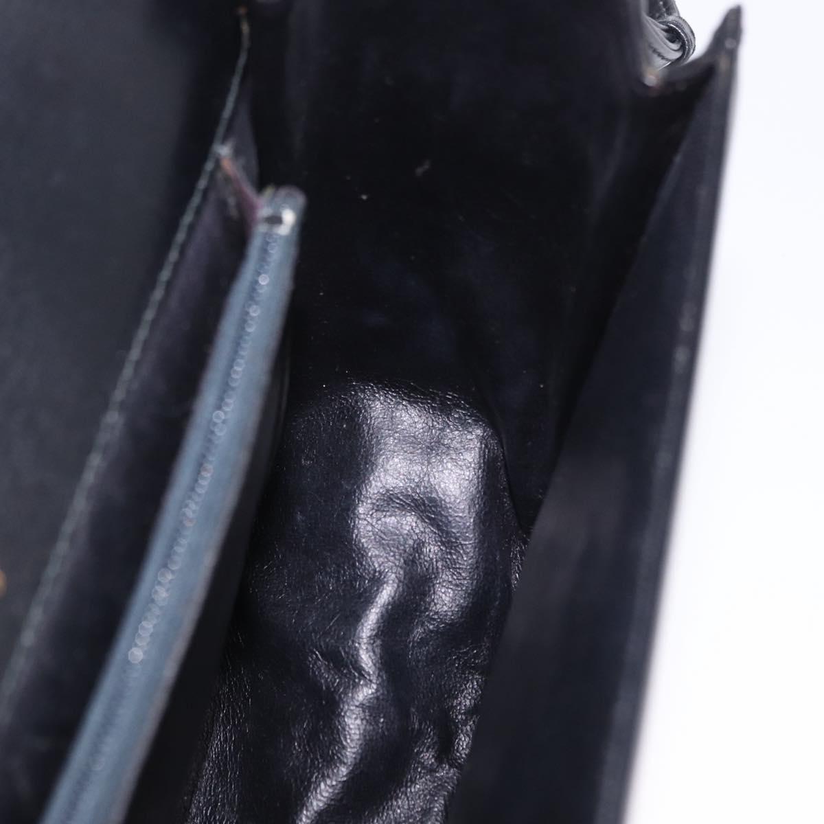 GUCCI Shoulder Bag Leather Black Gold Auth ka5927A