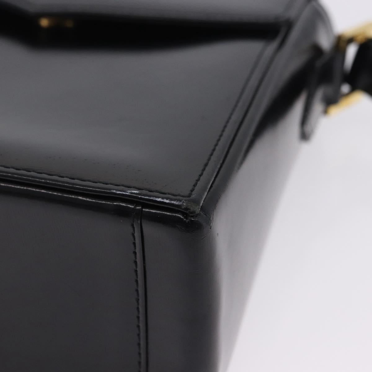 SAINT LAURENT Shoulder Bag Leather Black Gold Auth ka5928