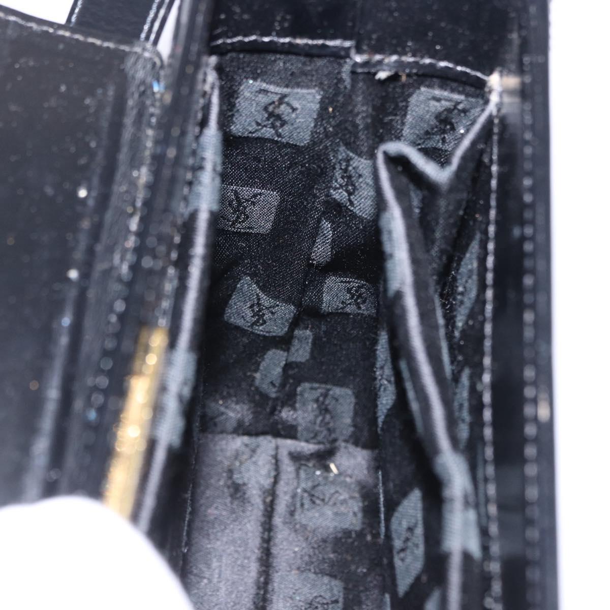 SAINT LAURENT Shoulder Bag Leather Black Gold Auth ka5928