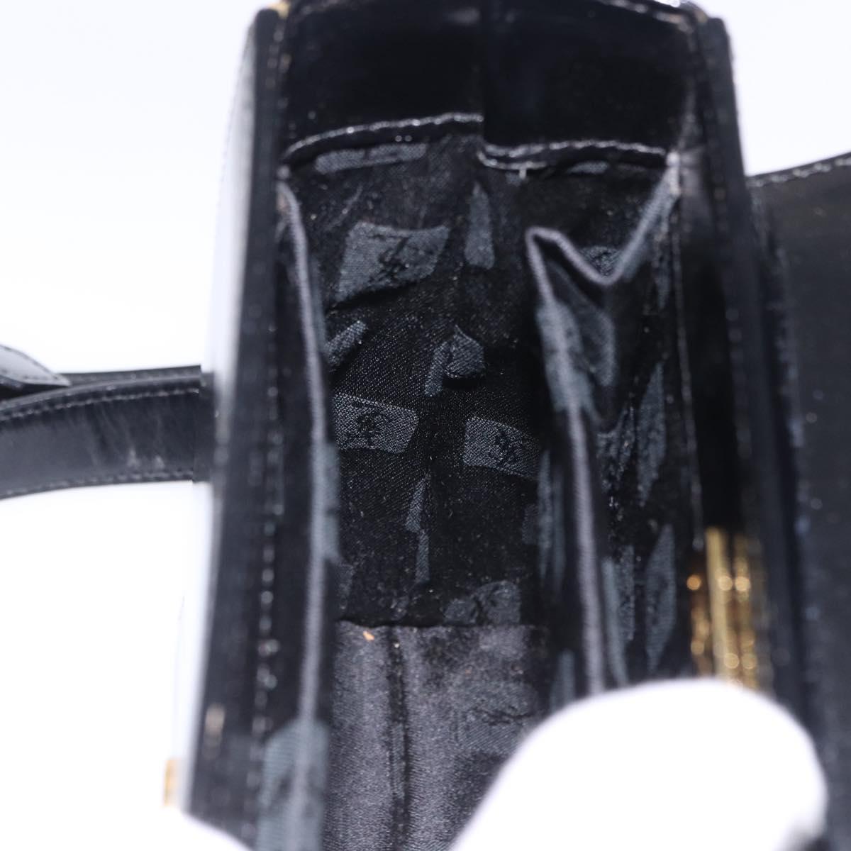 SAINT LAURENT Shoulder Bag Leather Black Gold Auth ka5928