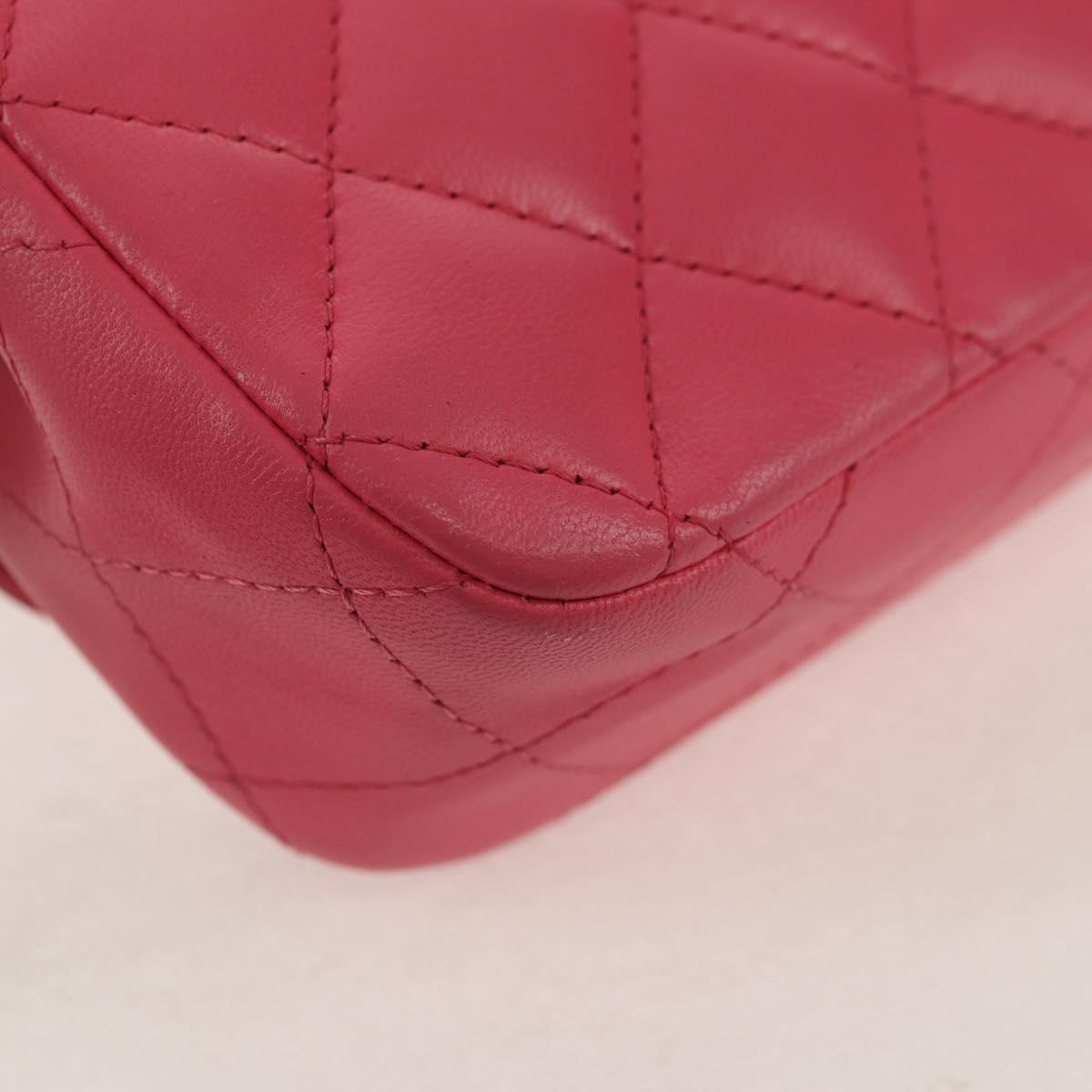 CHANEL Matelasse Chain Shoulder Bag Lamb Skin Pink Gold CC Auth ka592M