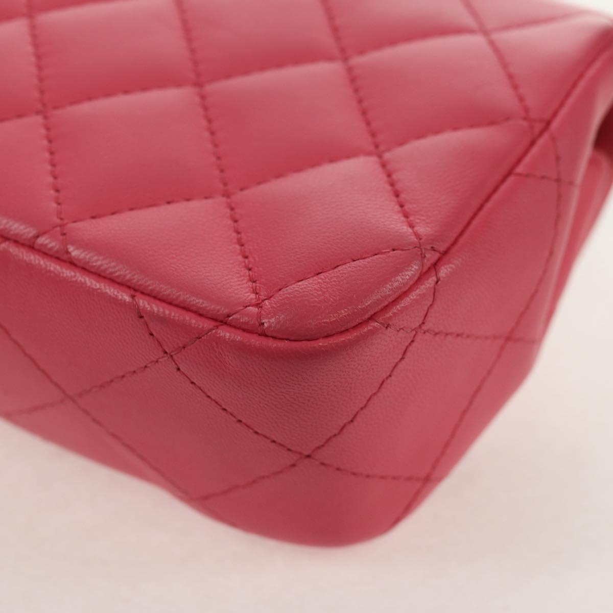 CHANEL Matelasse Chain Shoulder Bag Lamb Skin Pink Gold CC Auth ka592M