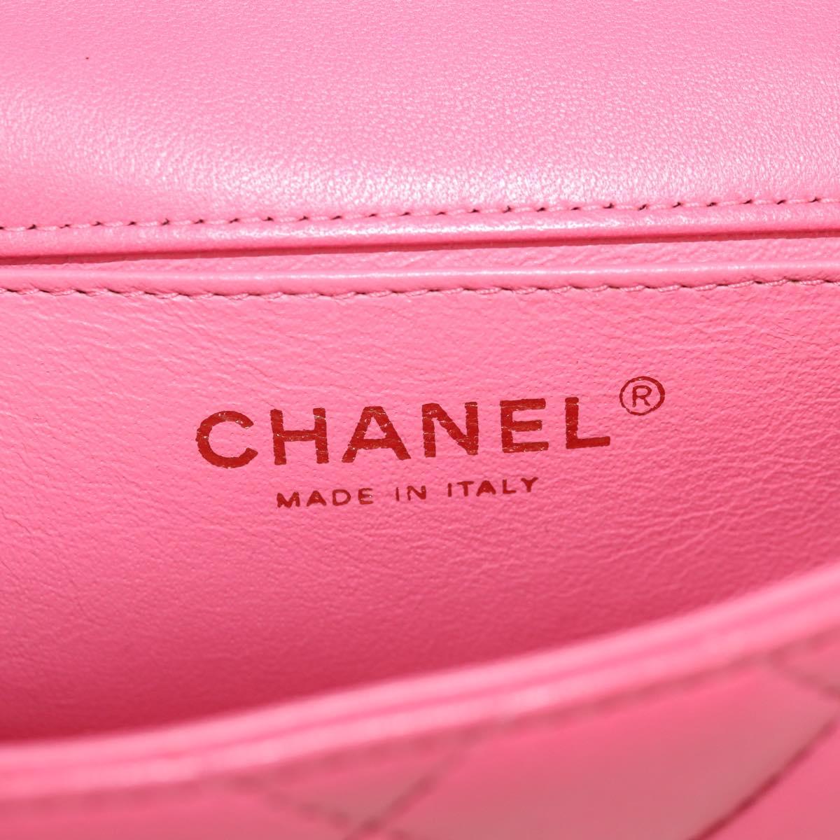 CHANEL Matelasse Chain Shoulder Bag Lamb Skin Pink Gold CC Auth ka592M