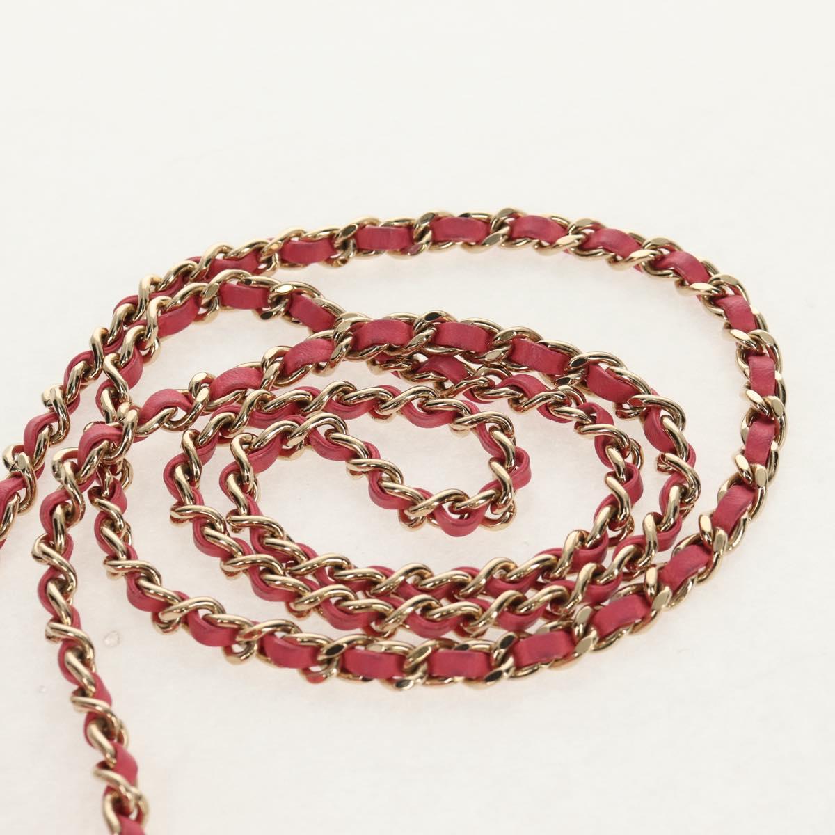 CHANEL Matelasse Chain Shoulder Bag Lamb Skin Pink Gold CC Auth ka592M