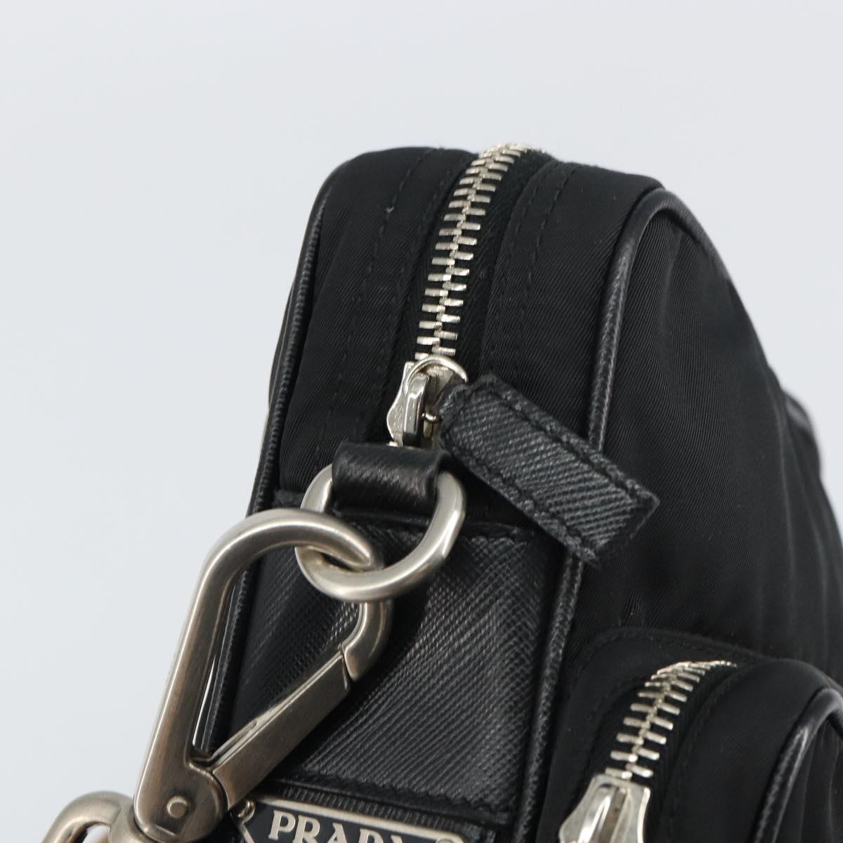 PRADA Shoulder Bag Nylon Black Silver Auth ka593