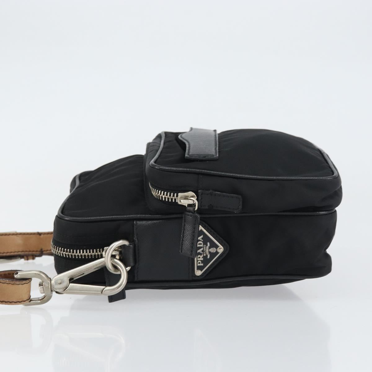 PRADA Shoulder Bag Nylon Black Silver Auth ka593