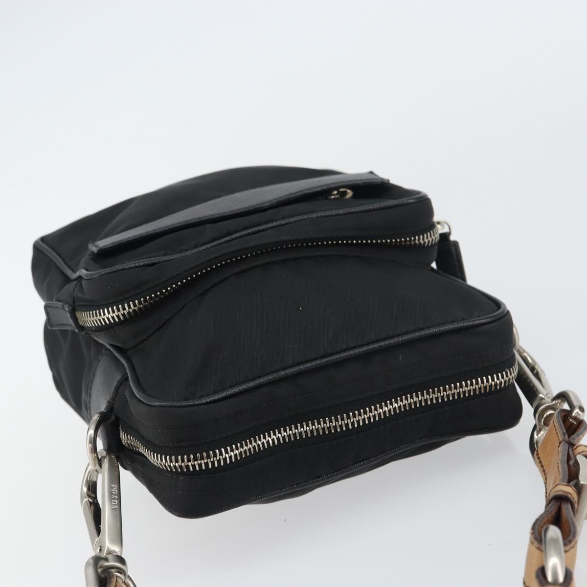 PRADA Shoulder Bag Nylon Black Silver Auth ka593