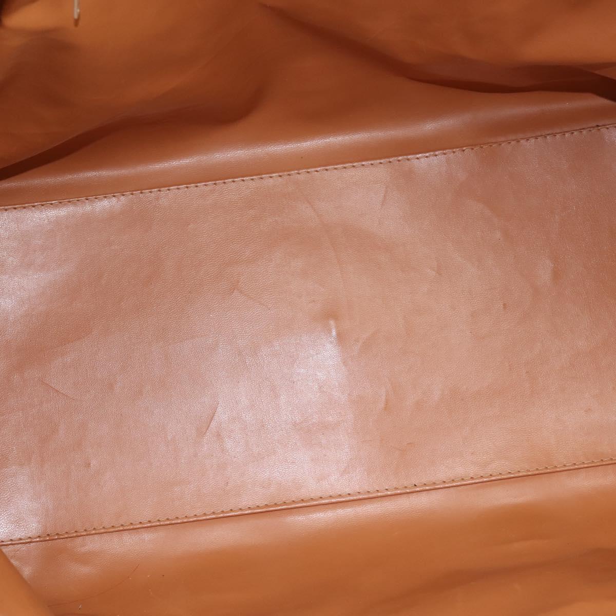CELINE Macadam Canvas Boston Bag PVC Leather Brown Gold Auth ka5932
