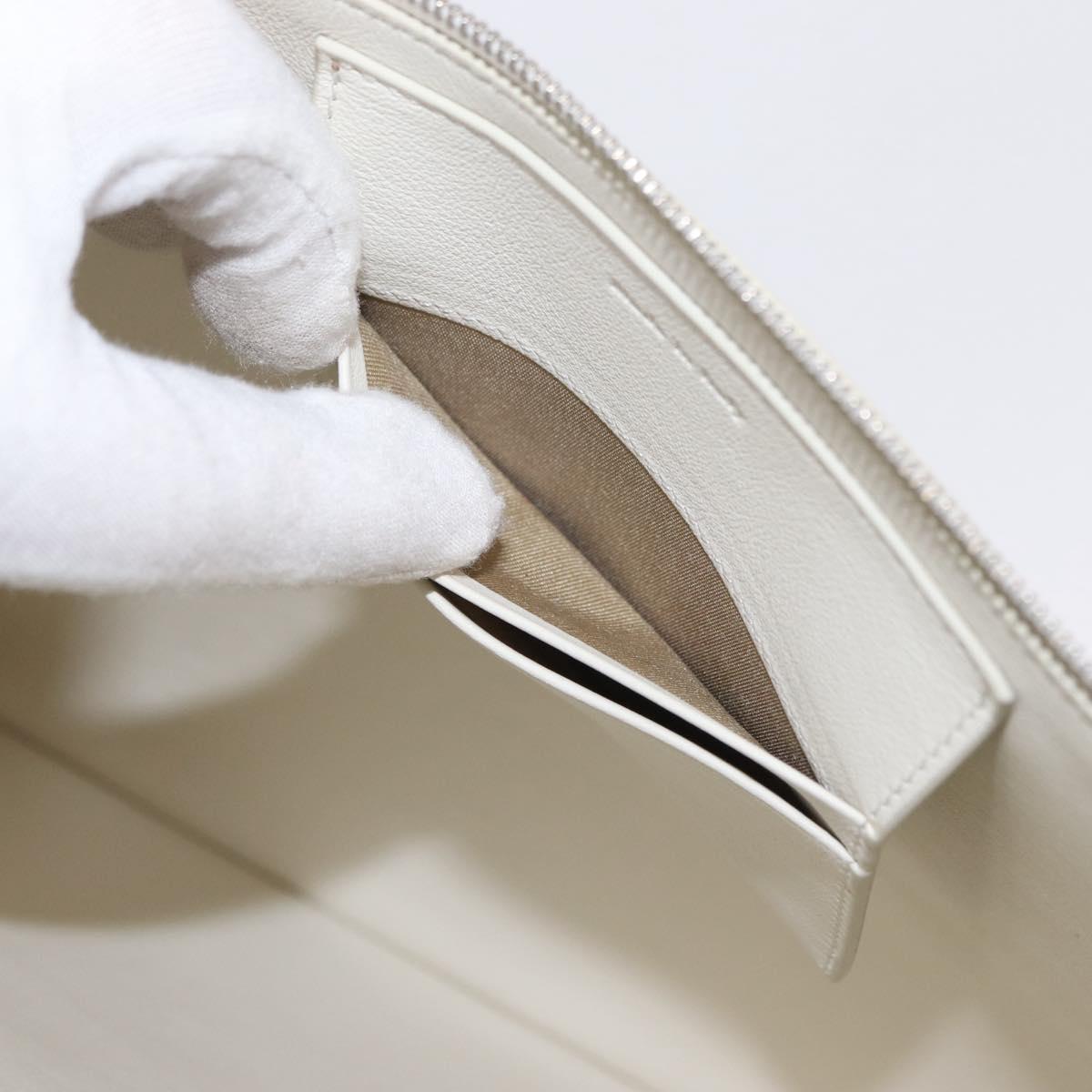 CELINE Clutch Bag Leather Purple Silver Auth ka594