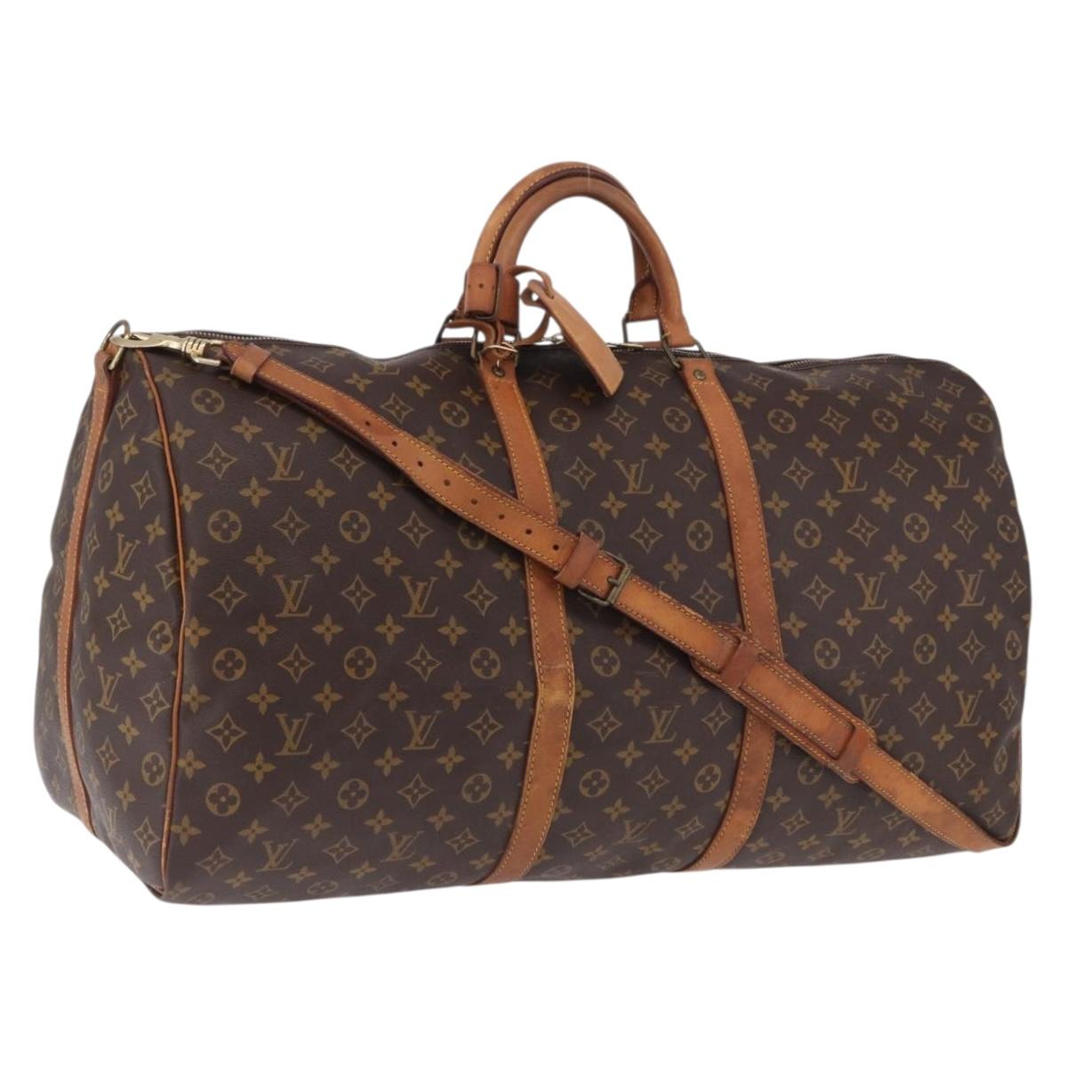 LOUIS VUITTON Monogram Keepall Bandouliere 60 Boston Bag M41412 LV Auth ka5940