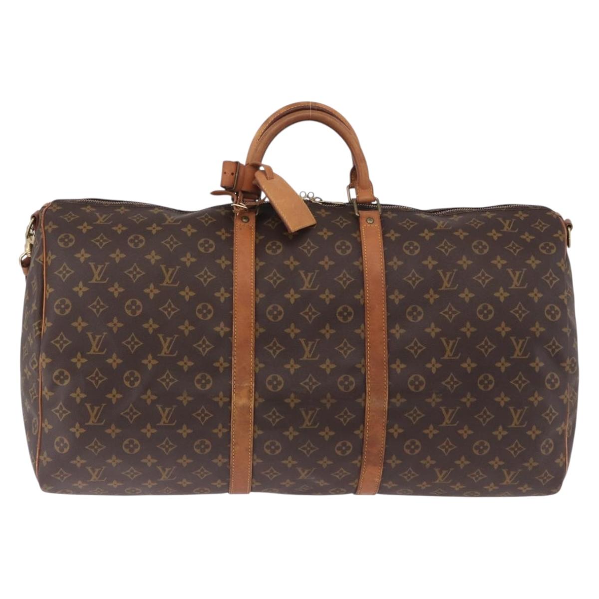 LOUIS VUITTON Monogram Keepall Bandouliere 60 Boston Bag M41412 LV Auth ka5940