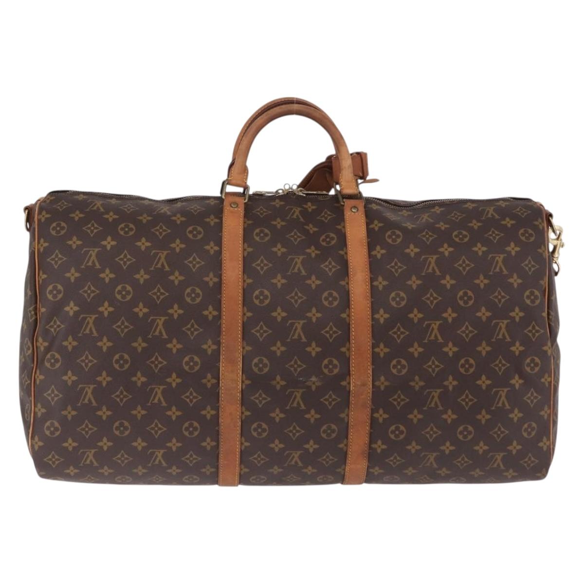 LOUIS VUITTON Monogram Keepall Bandouliere 60 Boston Bag M41412 LV Auth ka5940