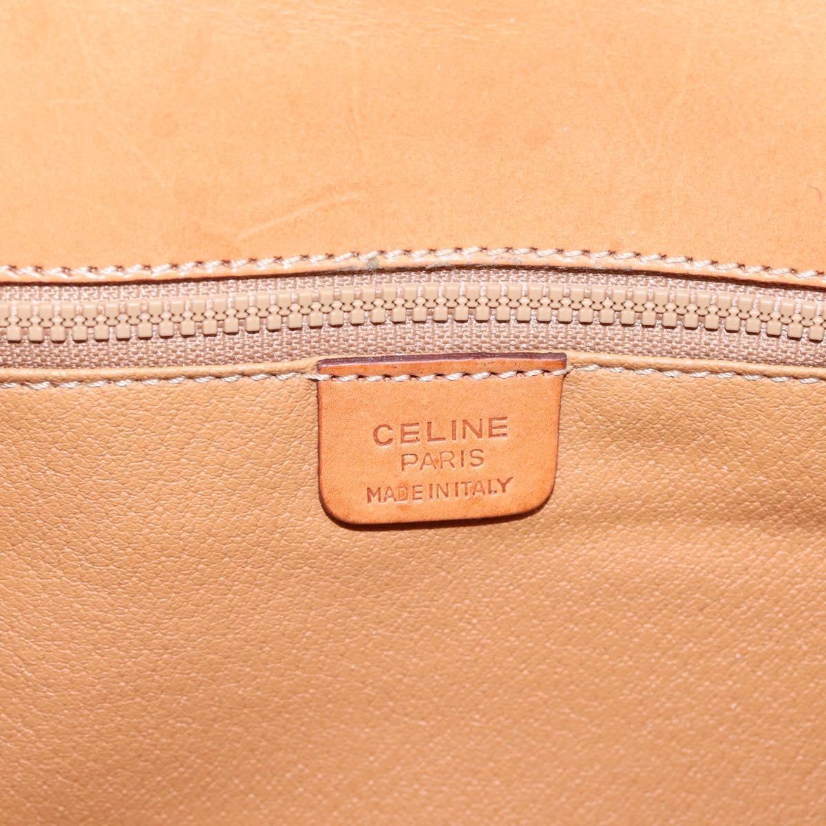 CELINE Macadam Canvas Clutch Bag PVC Leather Brown Gold Auth ka5944