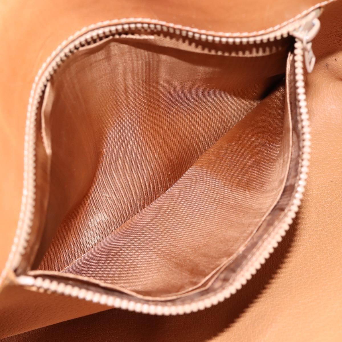 CELINE Macadam Canvas Clutch Bag PVC Leather Brown Gold Auth ka5944