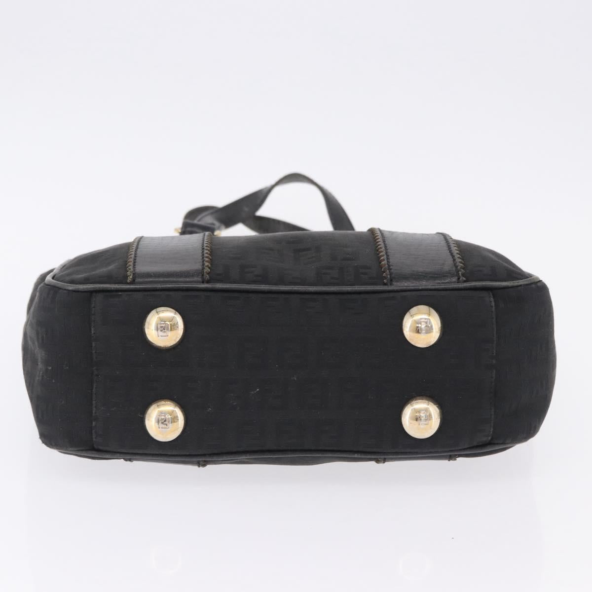 FENDI Zucchino Canvas Tote Bag Black Gold Auth ka5945