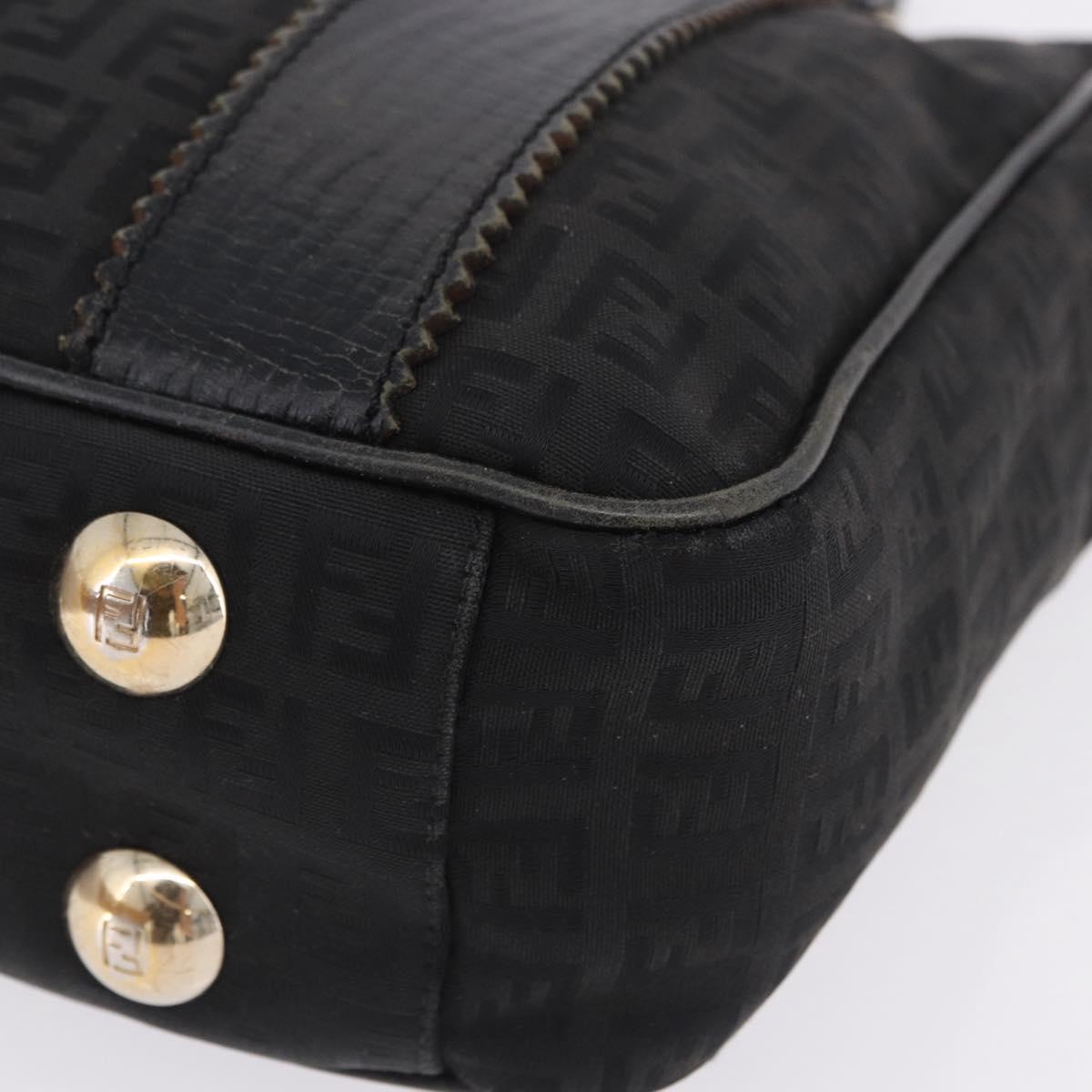 FENDI Zucchino Canvas Tote Bag Black Gold Auth ka5945