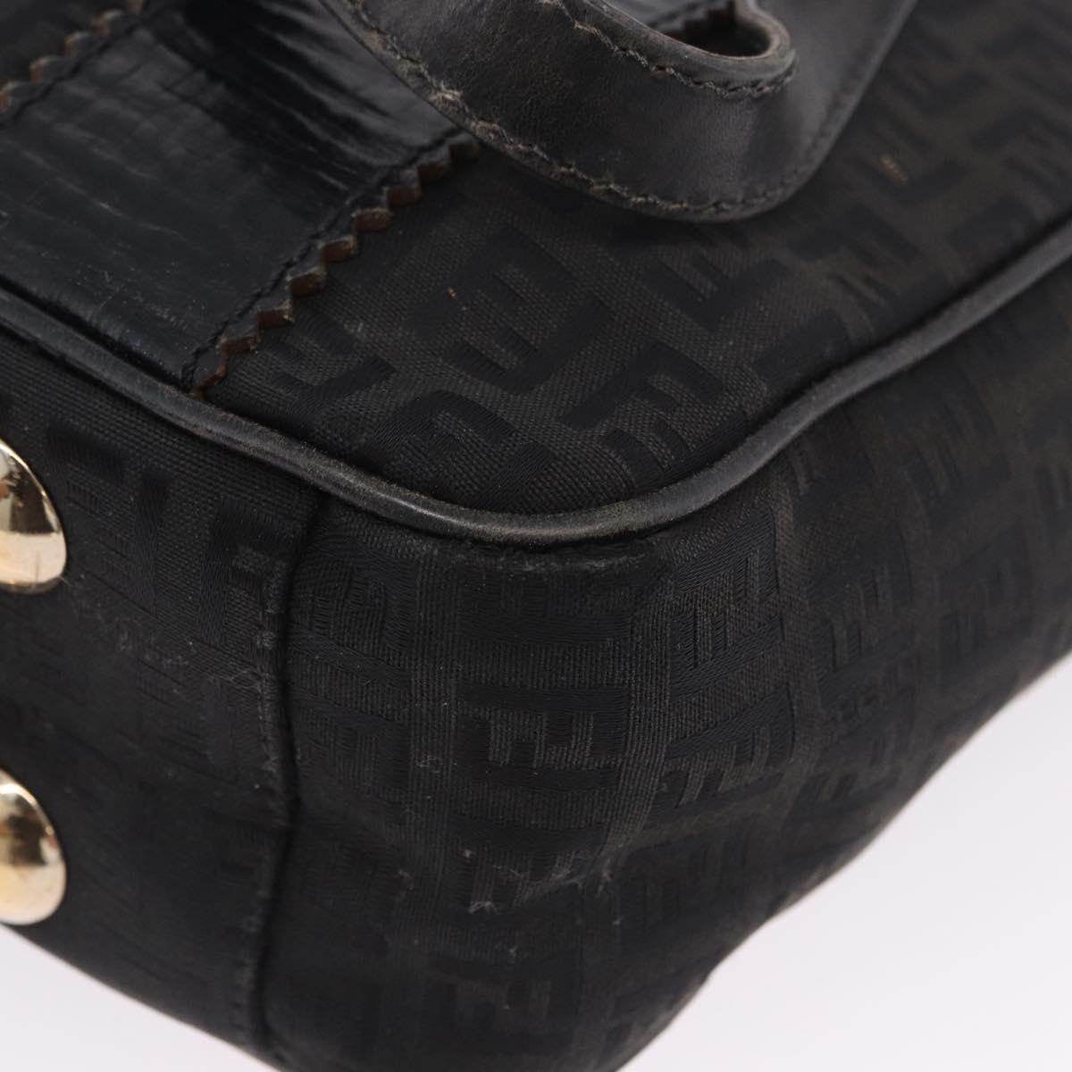 FENDI Zucchino Canvas Tote Bag Black Gold Auth ka5945