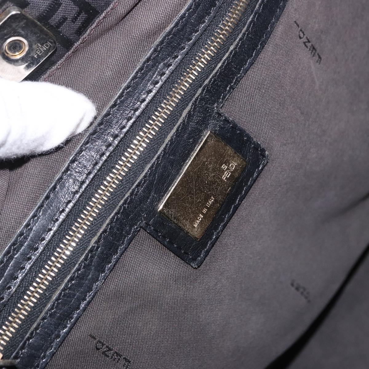 FENDI Zucchino Canvas Tote Bag Black Gold Auth ka5945