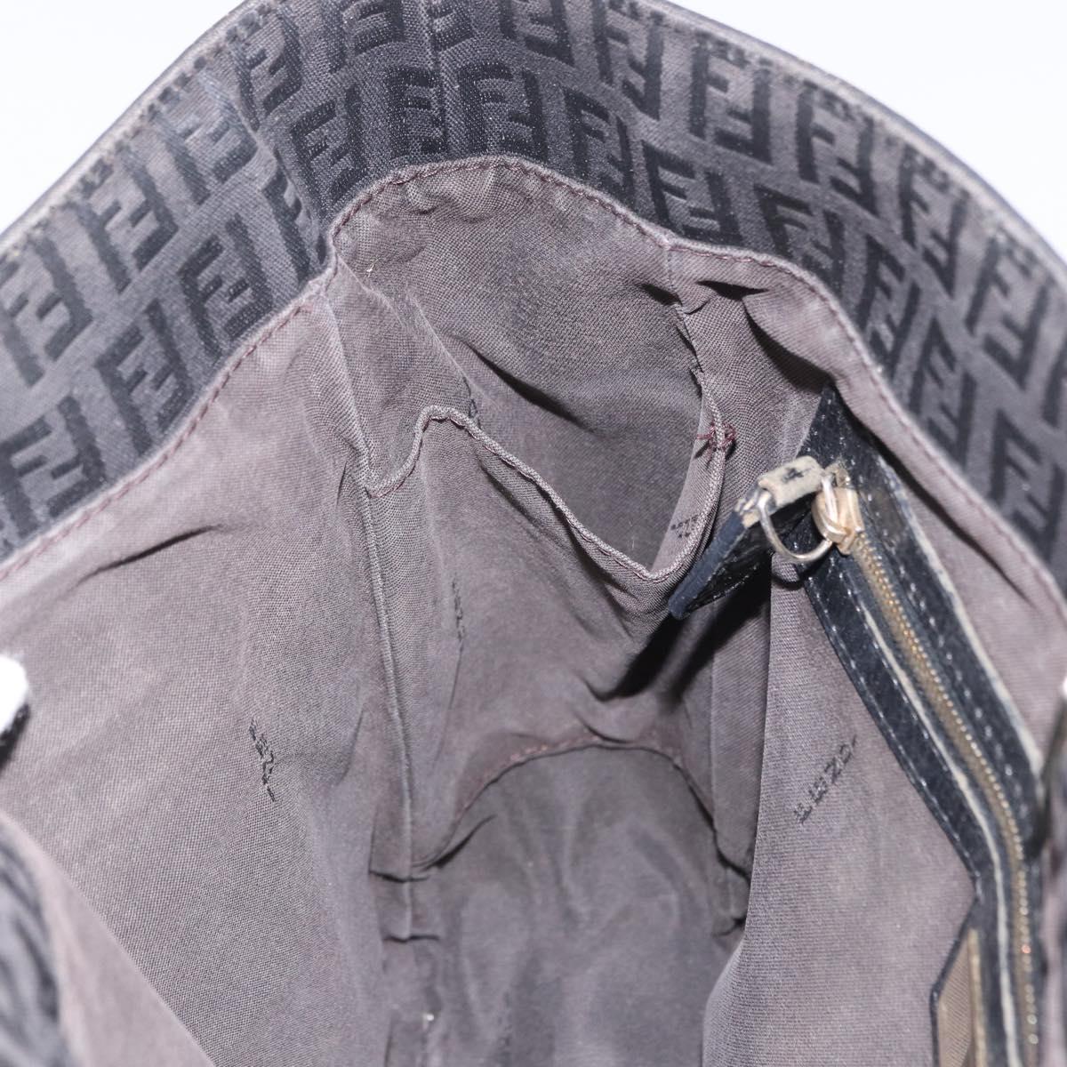 FENDI Zucchino Canvas Tote Bag Black Gold Auth ka5945