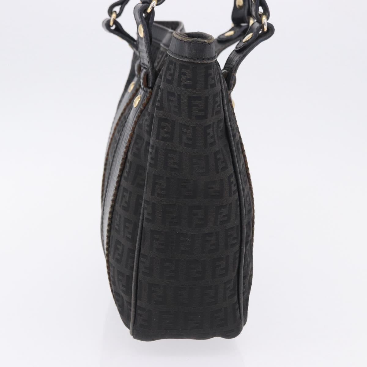 FENDI Zucchino Canvas Tote Bag Black Gold Auth ka5945