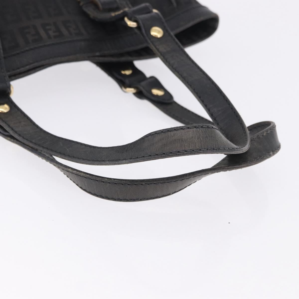 FENDI Zucchino Canvas Tote Bag Black Gold Auth ka5945